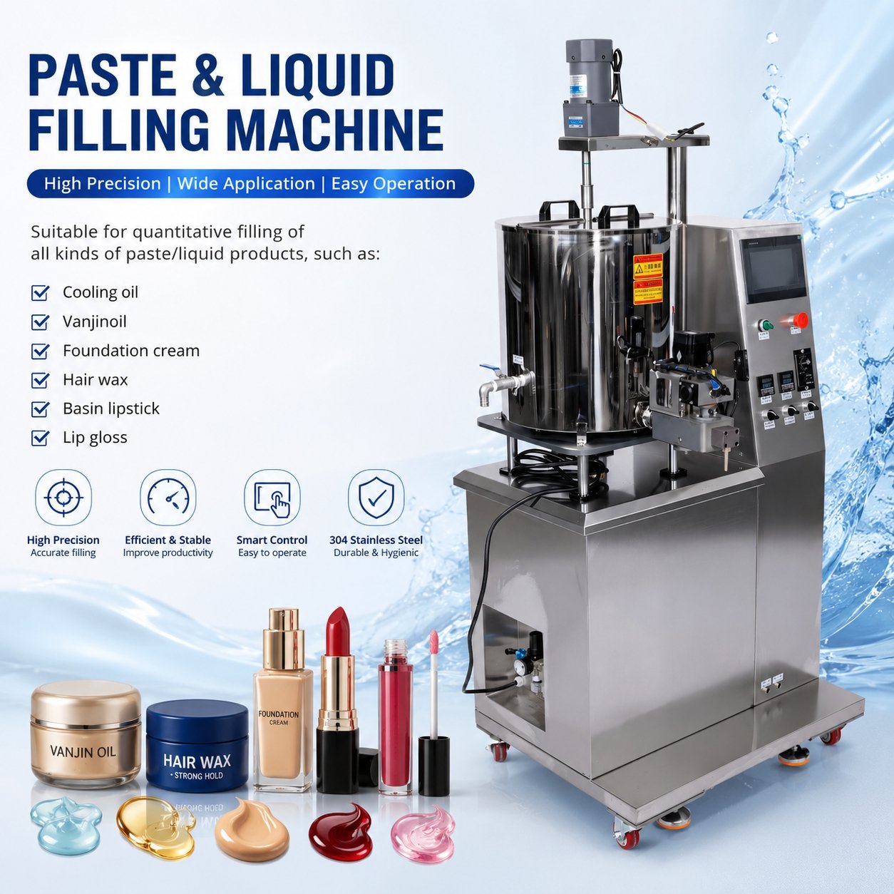 Factory Price 10-200ml Servo Motor Heated Filling Machine for Lip Gloss Cream - Image 5