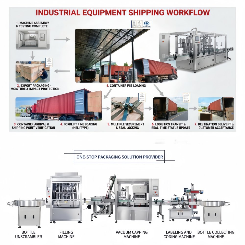 Packaging machinery export packing and shipping workflow